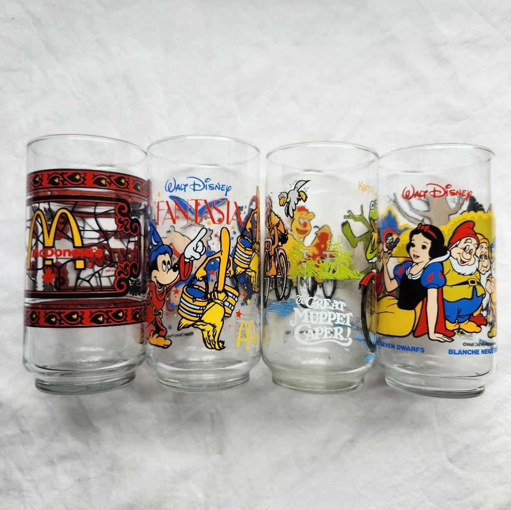 Vintage McDonald's, Disney, And Coca Cola Collaboration Drinking Glasses 1981
